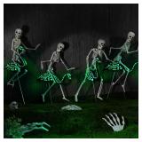 Simgoing 8 Pcs Halloween Skeleton Flamingo Decoration Outdoor Yard Ornament 15.7 Plastic Skeleton Decor with Posable Legs Flamingo Statue Decor for Yard Garden Lawn(Fluorescent,S,Stylish)