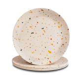 Nook Theory 4 Pack Reusable Bamboo Plates - Non-Toxic Toddler and Kids Plate, Dishwasher Safe, Not Microwavable Dinnerware (Celebration 8)