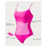 SUUKSESS Women Sexy One Piece Tummy Control Swimsuit Scoop Neck Slimming Swimwear 2025 Crisscross Backless Bathing Suit(Hot Pink,Small)