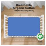 KeaBabies 2-Pack Organic Crib Sheets for Boys, Girls - 52x28 Fitted Crib Mattress Sheet Neutral, Breathable Jersey Cotton Cover for Baby Bed, Toddler Mattress, Soft & Cute Prints (Cornflower)