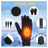 BicycleStore USB Heated Gloves, Warm Winter Heated Gloves with 3 Adjustable Temperature Non-Slip Electric Touchscreen Hand Warmers Work Fleecing Glove Unisex Washable for Men Women Outdoor Indoor