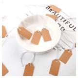 200 Pcs Price Tags, Small Tags with Elastic String, Jewelry Price Tag Writable Kraft Gift Tag for Christmas Gift Clothes Jewelry Stocking Stuffers (Brown,1.02x0.47inch)
