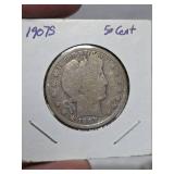 1907-S Barber silver half dollar