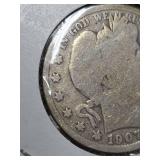 1907-S Barber silver half dollar