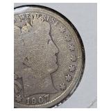 1907-S Barber silver half dollar