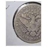1907-S Barber silver half dollar