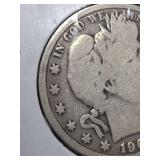 1908-D Barber silver half dollar