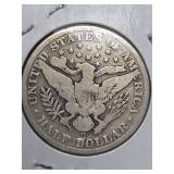1908-D Barber silver half dollar
