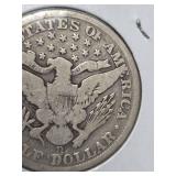 1908-D Barber silver half dollar