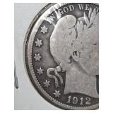1912-S Barber silver half dollar