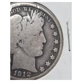 1912-S Barber silver half dollar