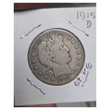 1915-D Barber silver half dollar