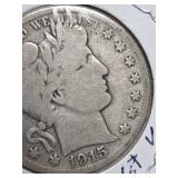 1915-D Barber silver half dollar