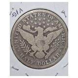 1907 Barber silver half dollar