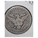 1907-D Barber silver half dollar