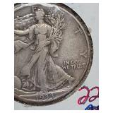 1933-S very fine Walking Liberty silver half dollar