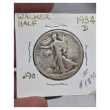 1934-D Walking Liberty Silver half dollar