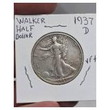 1937-D Walking Liberty Silver half dollar
