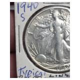 1940-S Walking Liberty silver half dollar