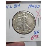 1943-D Walking Liberty Silver half dollar