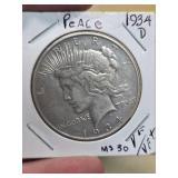 1934-D Peace silver dollar