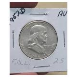1957-D Franklin silver half dollar