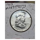1959 MS67 Franklin silver half dollar