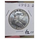 1963-D Franklin silver half dollar