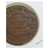 1832 very rare 1/2 cent