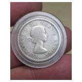 1954 Canada silver 25 cent coin