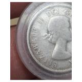 1954 Canada silver 25 cent coin