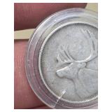 1954 Canada silver 25 cent coin