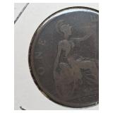 1901 G.B. U.K. Victoria one penny coin