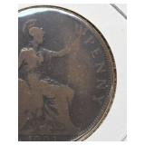 1901 G.B. U.K. Victoria one penny coin
