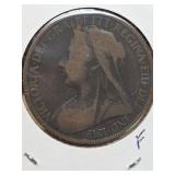 1901 G.B. U.K. Victoria one penny coin