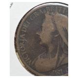 1901 G.B. U.K. Victoria one penny coin