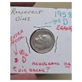 1958-D Error Roosevelt dime