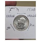 1954 Error Jefferson quarter