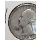 1935-S Washington silver quarter