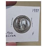 1937 Washington silver quarter