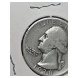 1938-S  Washington silver quarter
