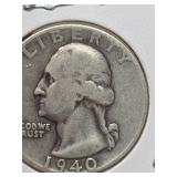 1940-D Washington silver quarter
