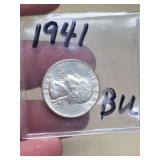 1941 BU Washington silver quarter