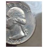 1941 BU Washington silver quarter
