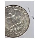 1945-D MS60 Washington silver quarter