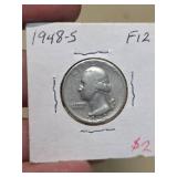 1948-S Washington silver quarter