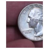 1951P AU58 Washington silver quarter