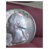 1951P AU58 Washington silver quarter