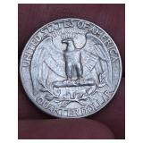 1951P AU58 Washington silver quarter