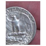 1951P AU58 Washington silver quarter